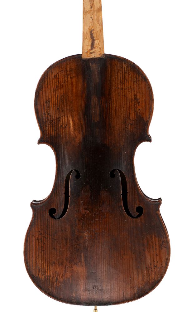 A violin, labelled Michele Deconet...
