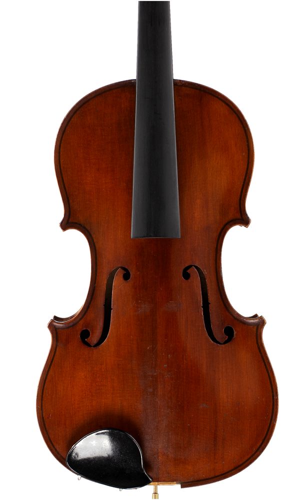 A violin, labelled Wilhelm Duerer, Eisleben 1907