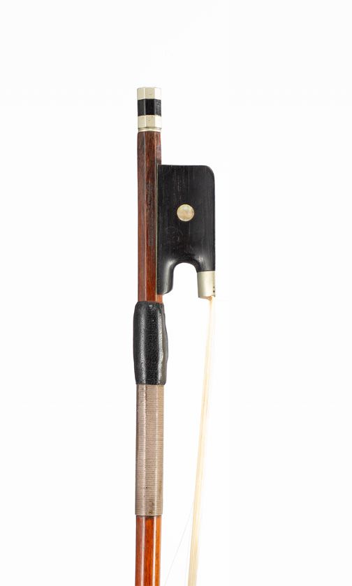 A nickel-mounted violin bow for Gustave Bernardel, France, circa 1900