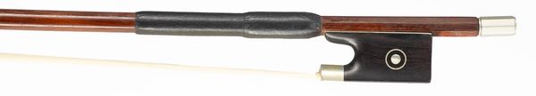 A nickel-mounted violin bow, unbranded