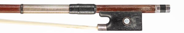 A silver-mounted violin bow, branded A Bacelar