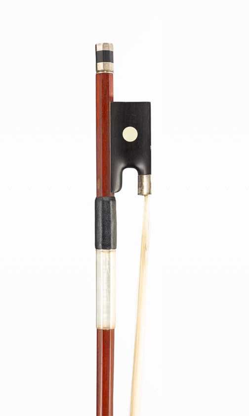 A silver-mounted violin bow, unbranded