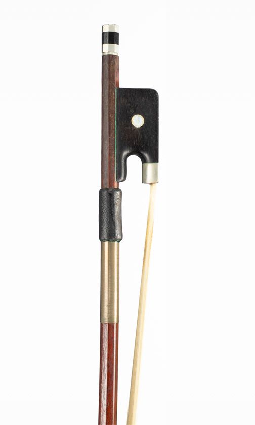A nickel-mounted cello bow, unbranded