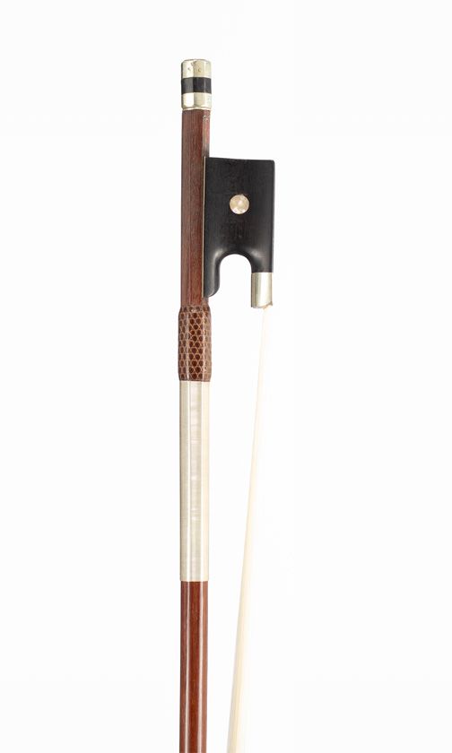 A nickel-mounted violin bow, unbranded