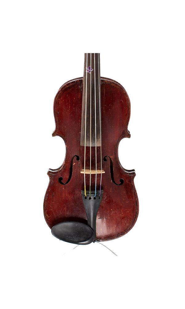 A child-sized violin, labelled Nicolas Herbert