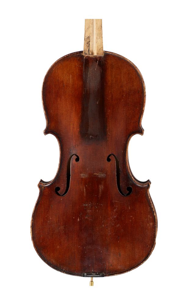A child-sized violin, labelled Nicolas Herbert