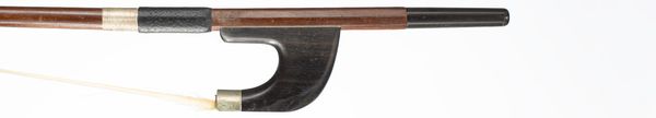 An ebony and nickel-mounted double bass bow, unbranded