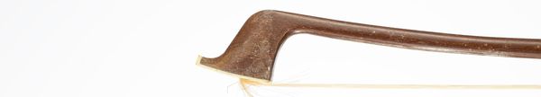 An ebony and nickel-mounted double bass bow, unbranded