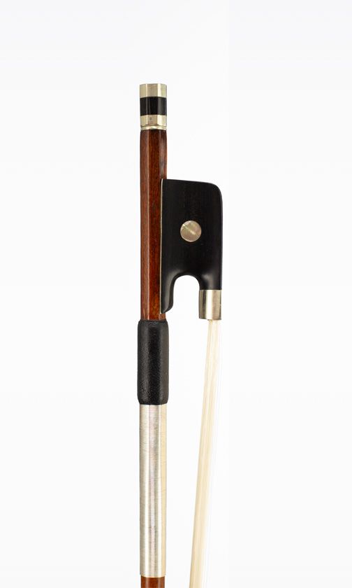 A nickel-mounted cello bow, probably Workshop of Bazin