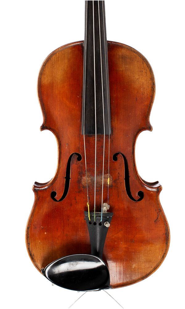 A violin, labelled Joseph Guarnerius