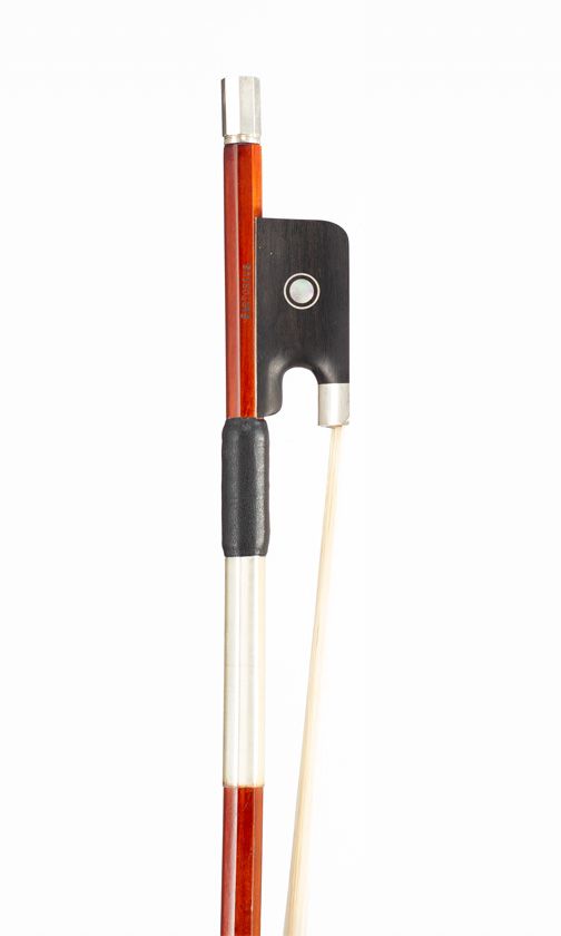 A silver-mounted cello bow, branded Sartorius, Sartory model