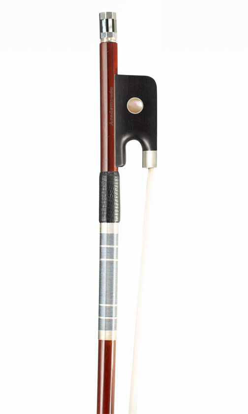 A silver-mounted cello bow, branded Academy ***
