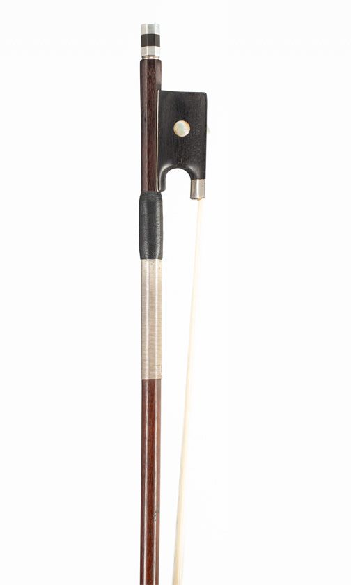 A nickel-mounted violin bow, unbranded