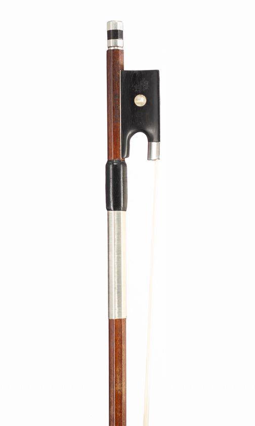 A silver-mounted violin bow, branded Tourte