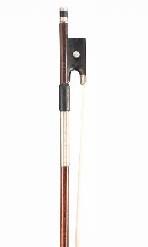 A silver-mounted violin bow, branded F. Werner