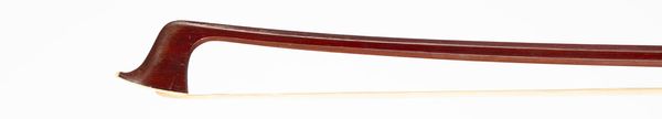 A half-sized violin bow, silver-mounted, faintly branded with the Pfretzschner crest
