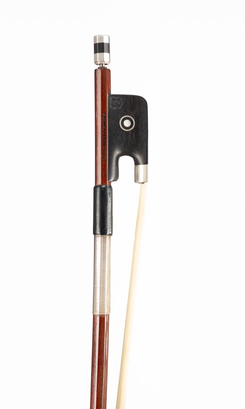 A silver-mounted cello bow, branded Otto Dürrschmidt