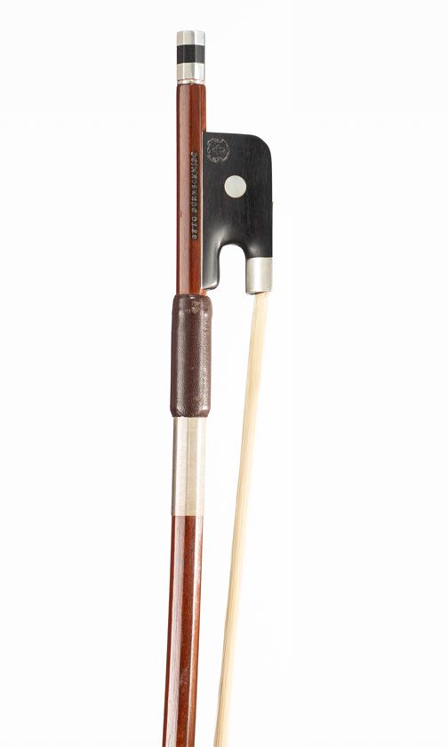 A silver-mounted cello bow, branded Otto Dürrschmidt