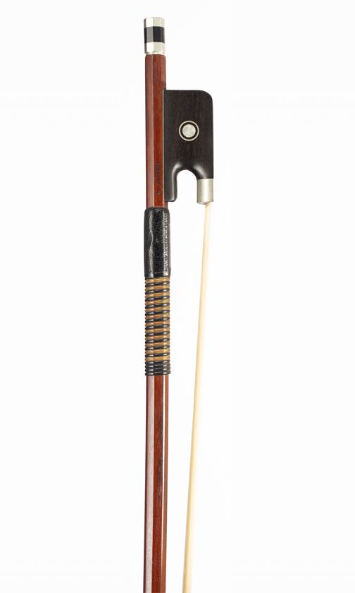 A nickel-mounted viola bow, branded C. Lozer Brasil