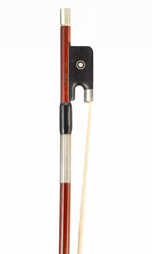 A nickel-mounted viola bow, branded Alfred Knoll