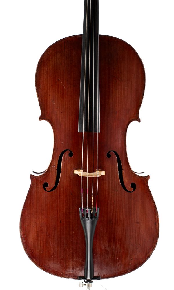 A cello, labelled Carolus Joseph Dvorak Over 100 years