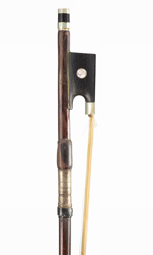 A nickel-mounted violin bow, unbranded