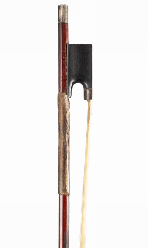 A silver-mounted violin bow, branded Martin Leipzig