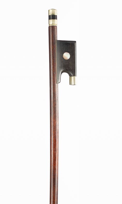 A nickel-mounted violin bow, branded Vuillaume A Paris
