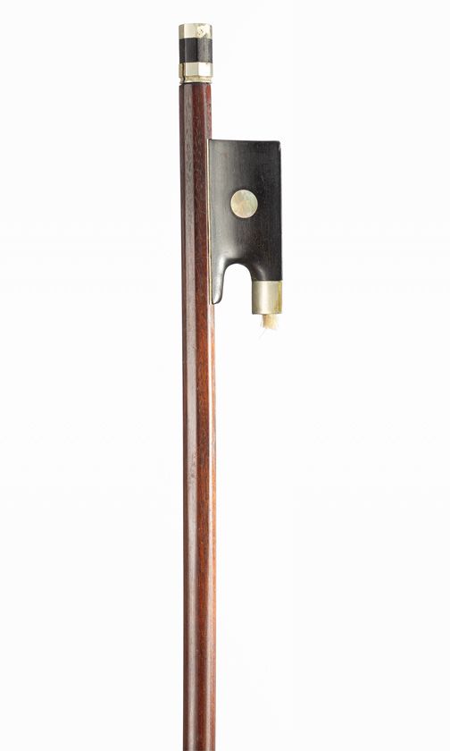 A nickel-mounted violin bow, unbranded