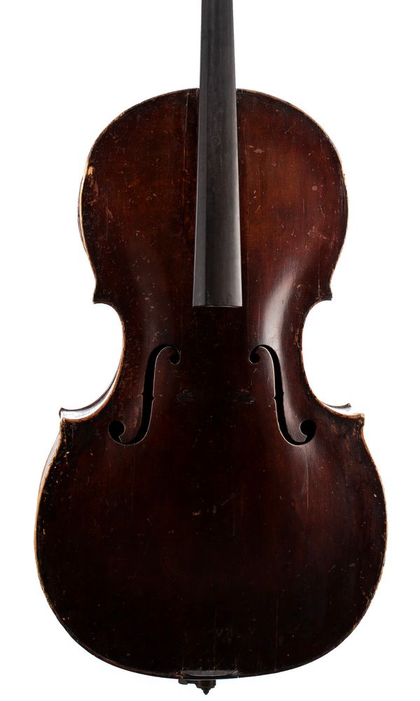A three-quarter sized cello, labelled Jacob Stainer