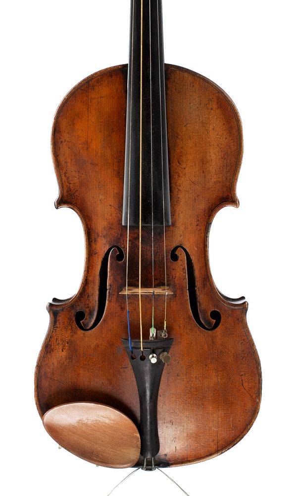 A violin, labelled Gaspara Da Sala