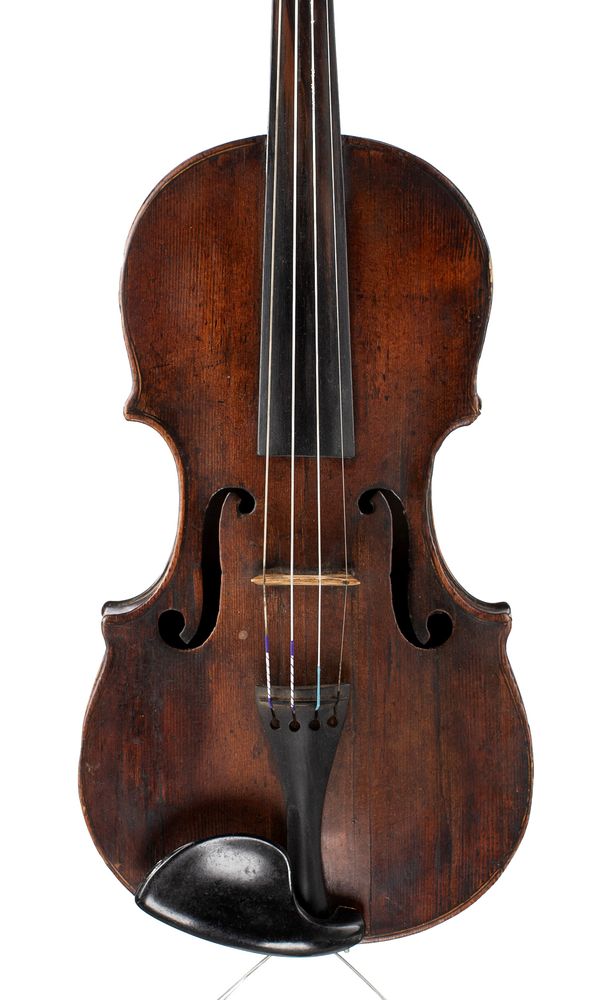 A violin, labelled Rogerius