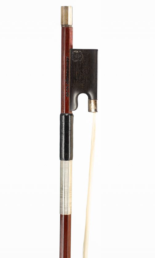 A nickel-mounted violin bow by Otto Durrschmidt