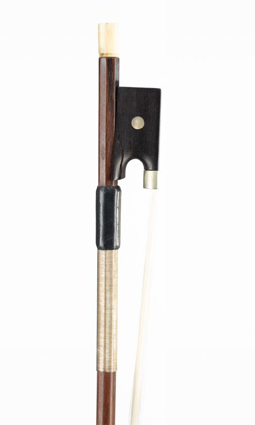 A nickel-mounted violin bow, unbranded