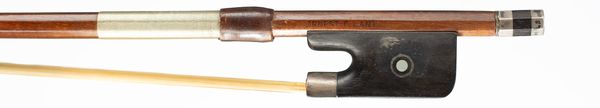 A silver-mounted cello bow, branded Ernest F. Lant