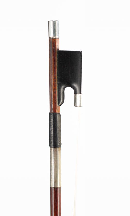 A silver-mounted violin bow, branded Tubbs