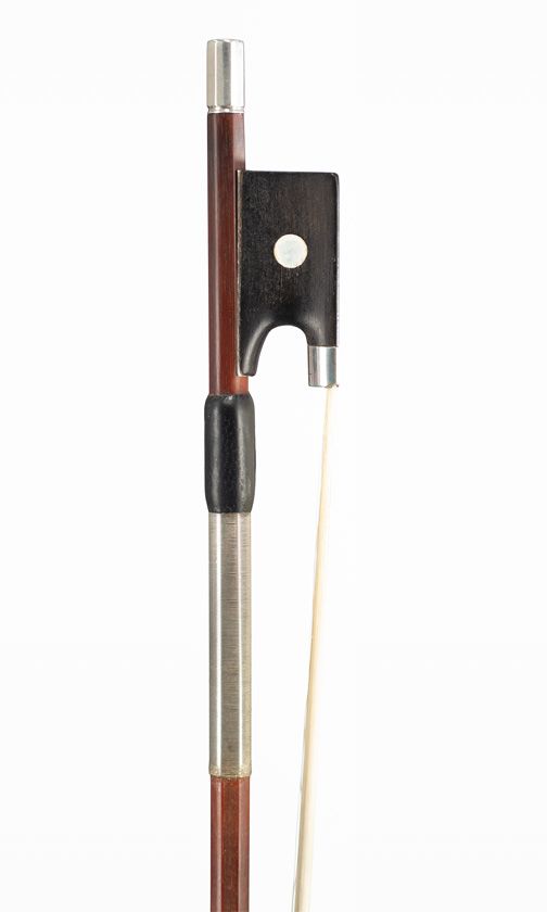 A silver-mounted violin bow, unbranded