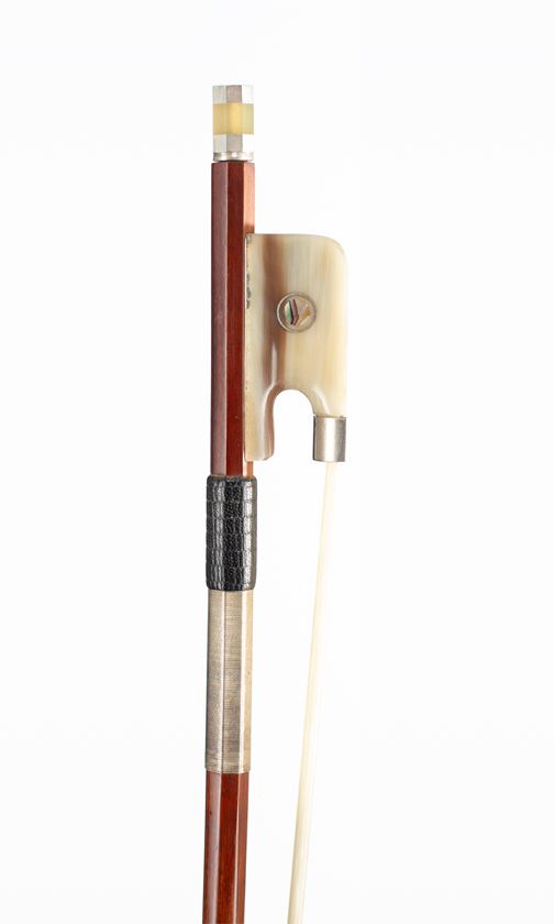 A nickel and horn-mounted cello bow, 20th Century