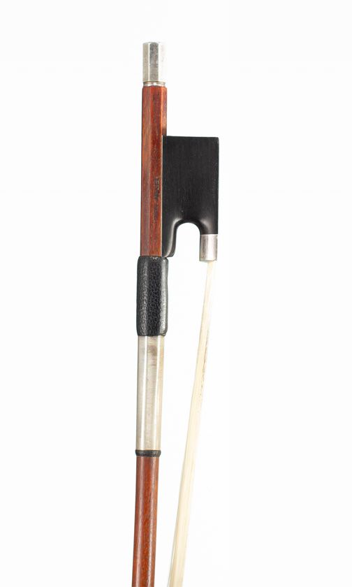 A silver-mounted three-quarter sized violin bow, Workshop of Finkel, Switzerland, circa 2000