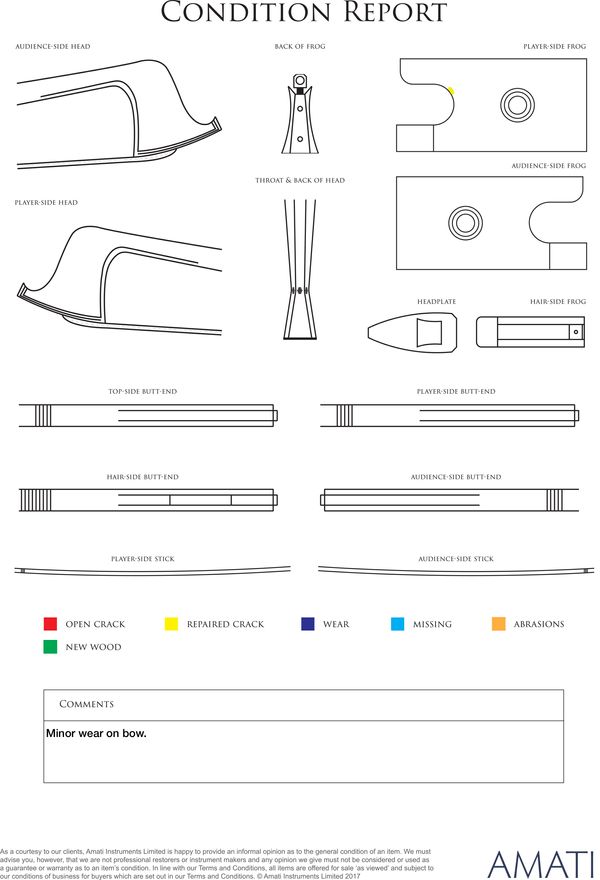 A silver-mounted violin bow by Albert Nürnberger, Germany, circa 1900 - condition report