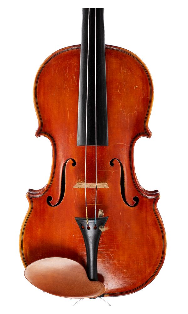 A violin, labelled John Edward Ward