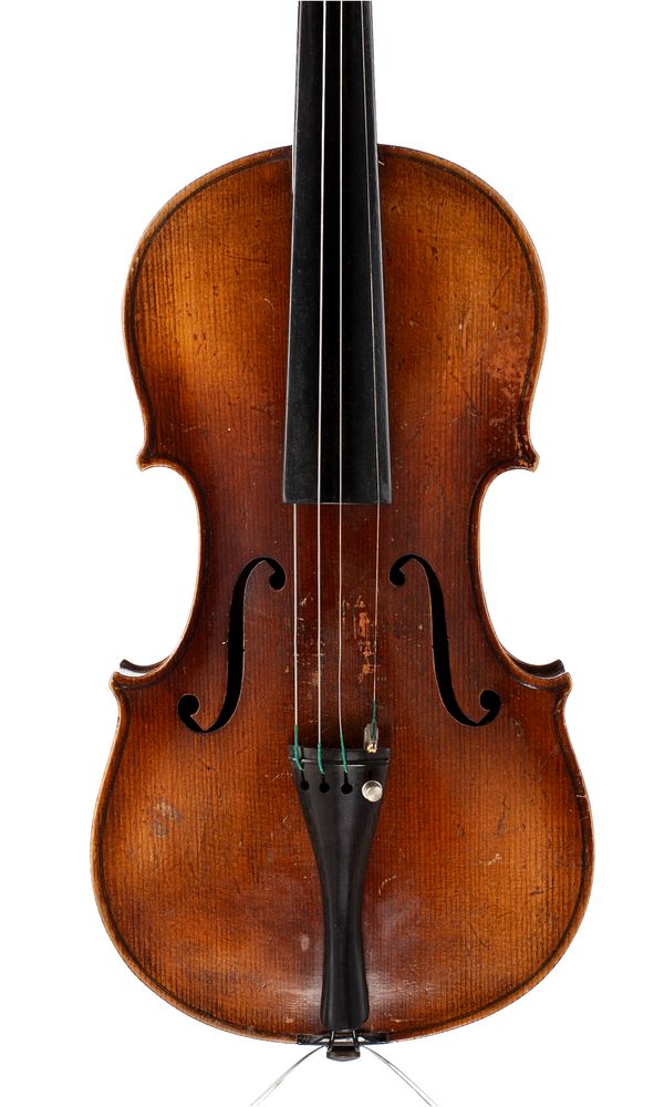 A violin, labelled Joseph Guarnerius