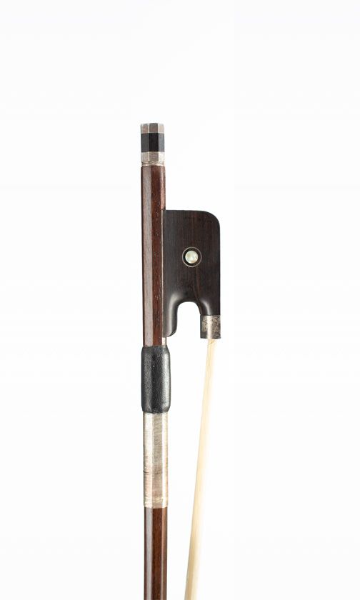 A three-quarter sized silver-mounted cello bow, unbranded