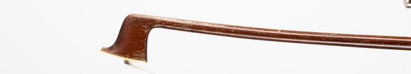 A nickel-mounted violin bow, branded Reisler