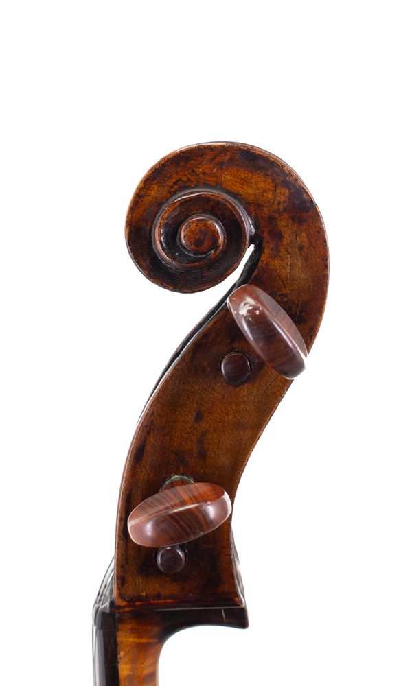 A 7/8 sized cello probably by Raffaele and Antonio Gagliano, Naples, circa 1820 - scroll
