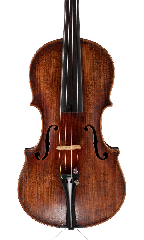 A violin, labelled Franzesko Ruggeri