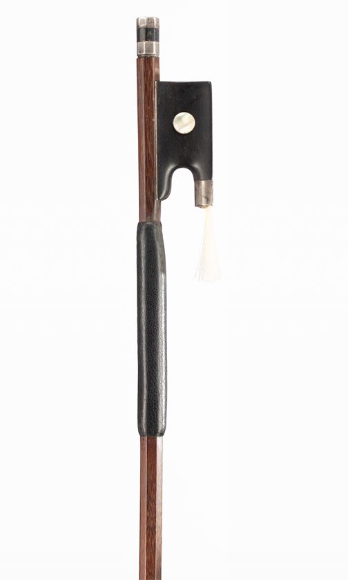 A silver-mounted violin bow, unbranded