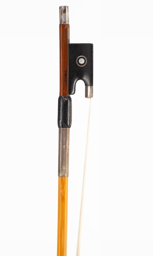 A silver-mounted viola bow, branded L. Cocker