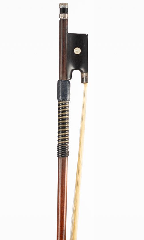 A silver-mounted violin bow, unbranded