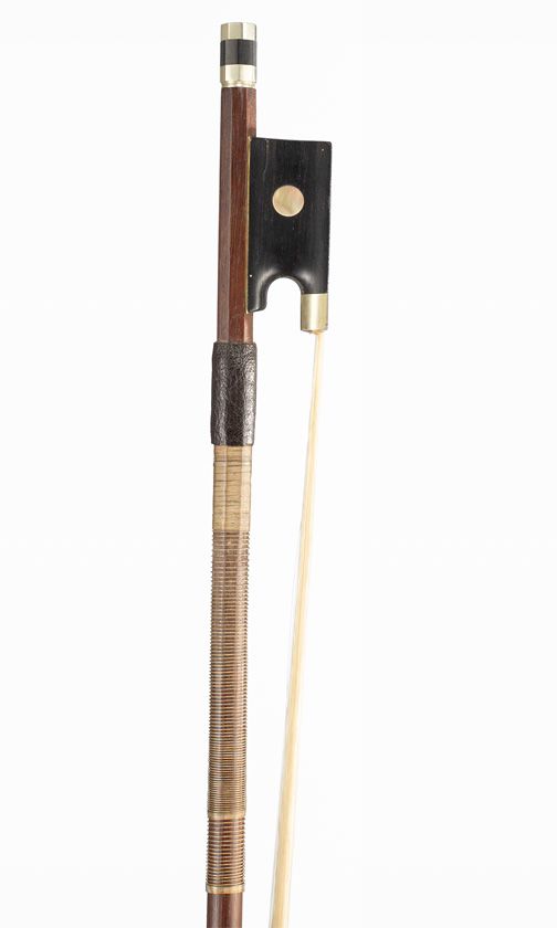 A nickel-mounted violin bow, unbranded